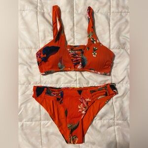 T.J.Maxx Orange Floral Bikini Set